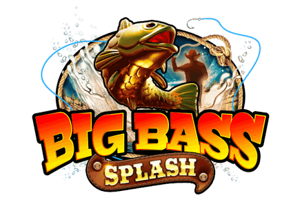 Big Bass Splash artwork showing the fisherman mascot and game logo set against turquoise water and a canyon backdrop